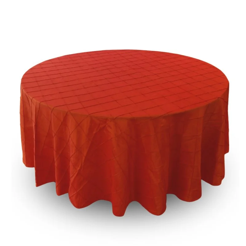 Burnt orange pintuck 114" round tablecloth