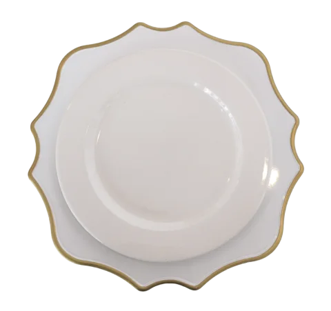 Sous-assiette antique blanche contour doré