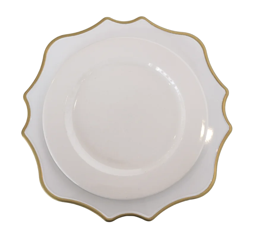 Sous-assiette antique blanche contour doré
