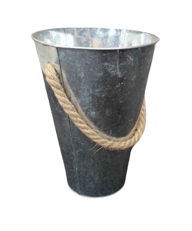 Decorative pail with jute rope
