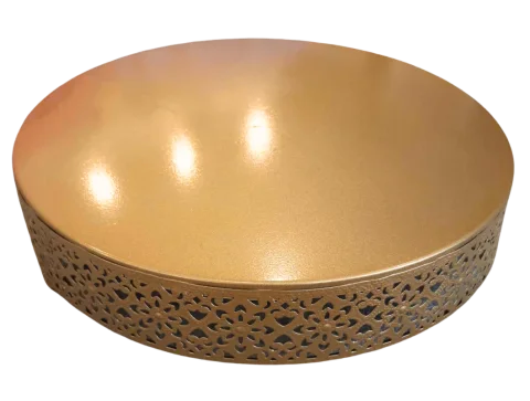 Présentoir à gâteau doré dentelle 12''