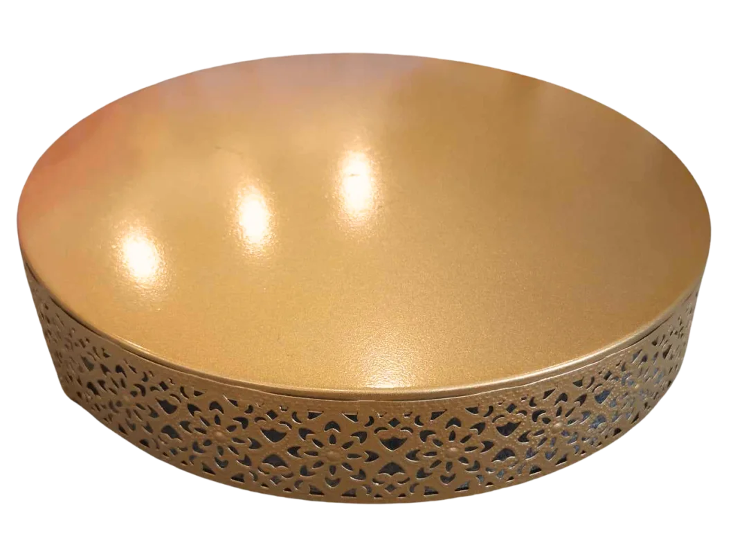 Présentoir à gâteau doré dentelle 12''