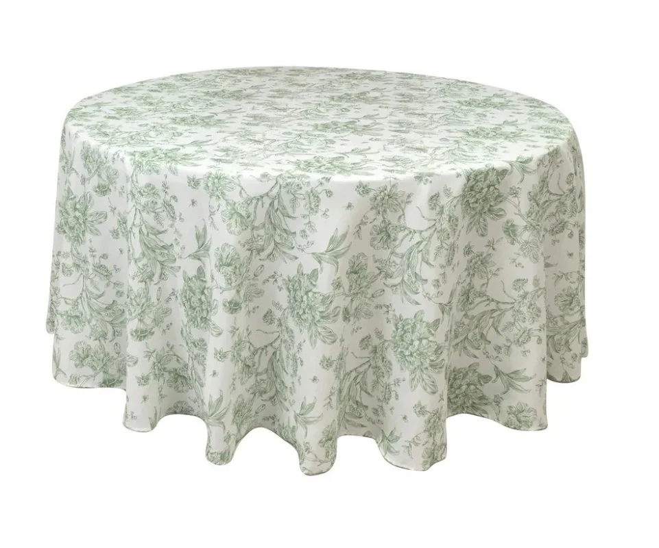 Nappe 120'' ronde toile française verte