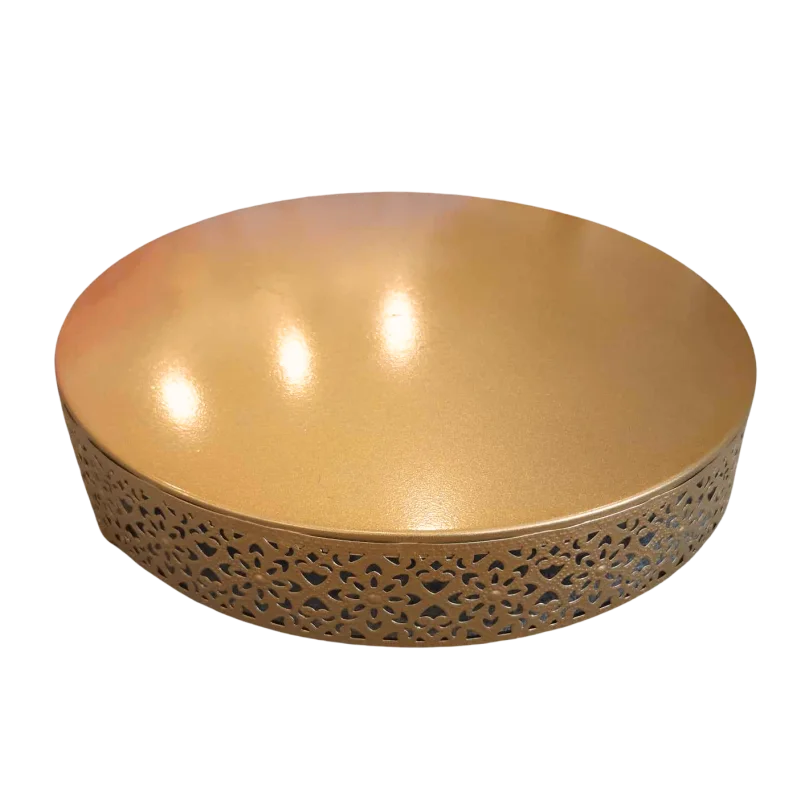 Présentoir à gâteau doré dentelle 10''