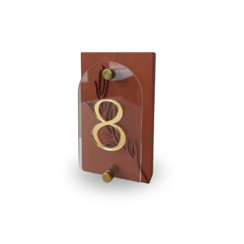 Numéro de table bois et plexi terracotta 1-14