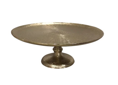 Présentoir à gâteau doré rond sur pied 18''