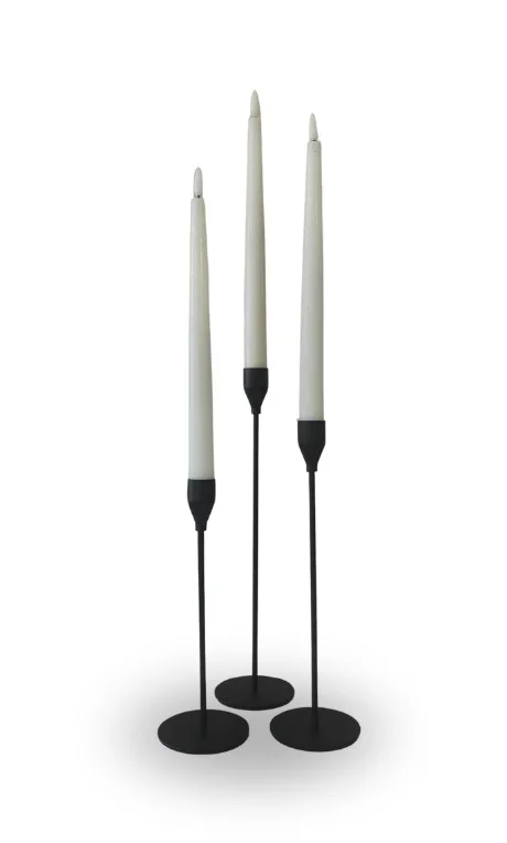 Black candle holder trio