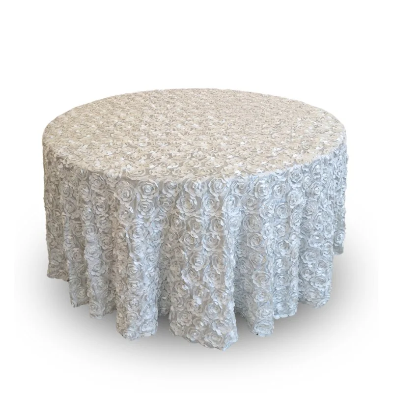Nappe 120'' ronde rosette ivoire