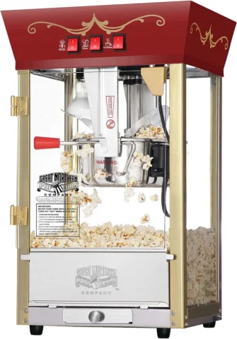 Machine à popcorn rouge et or