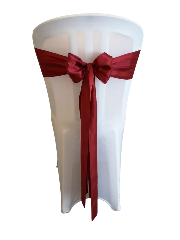 Burgundy satin chair sash