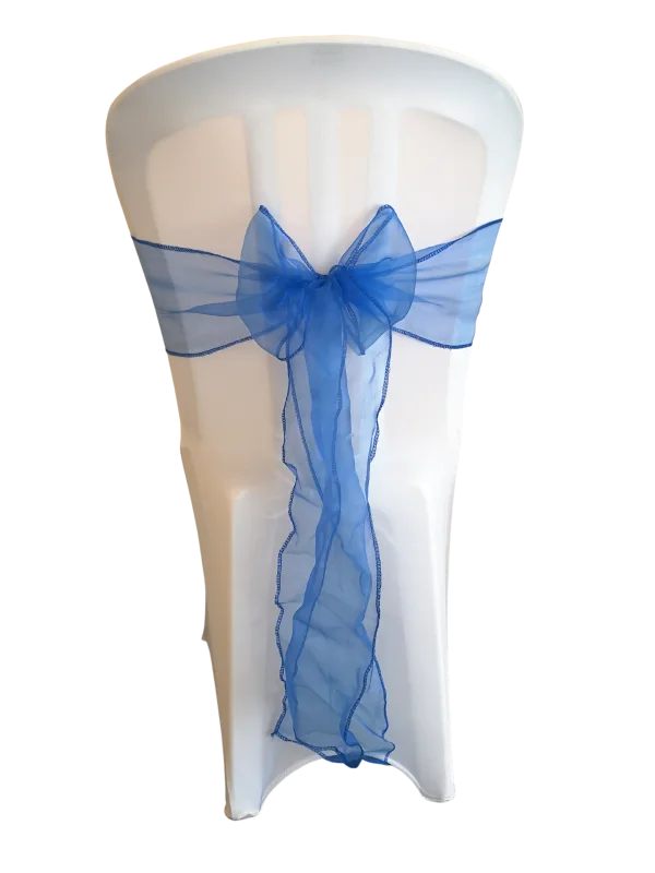 Royal blue organza chair sash