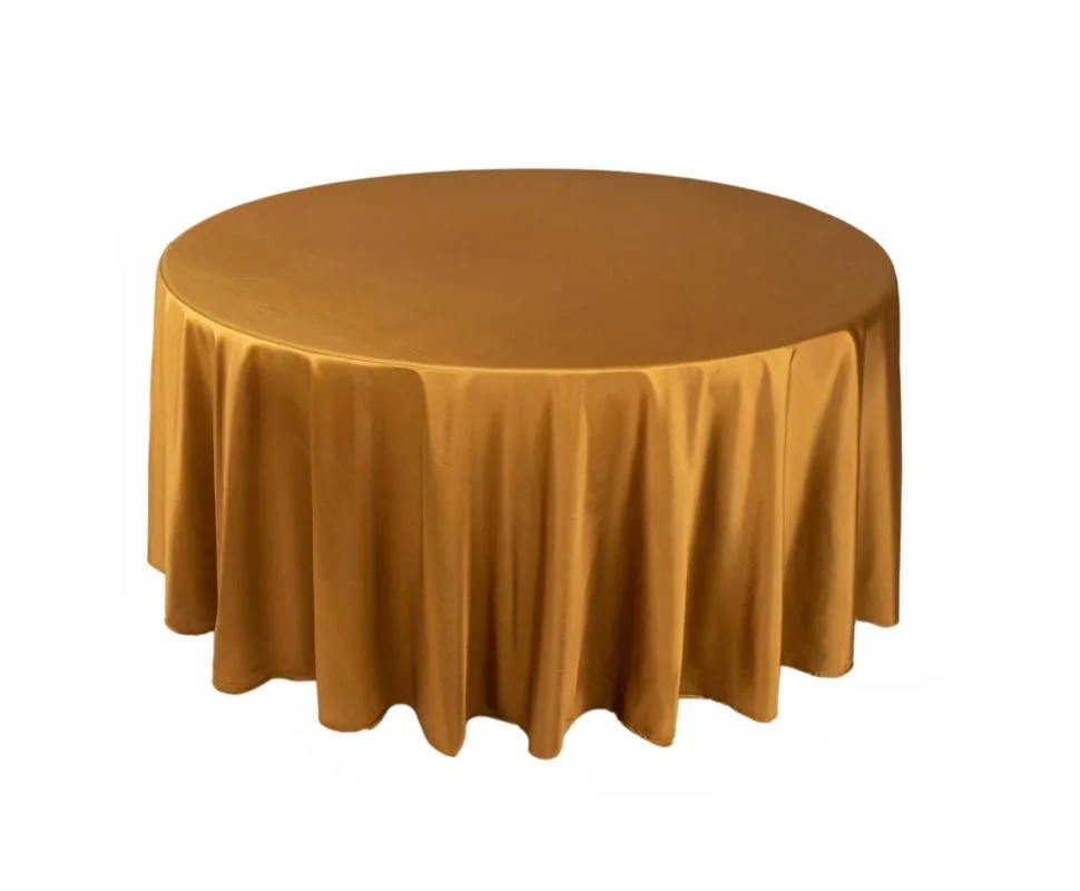 Nappe 120'' ronde satin doré foncé