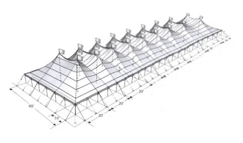 Chapiteau 60x200 avec côtés
