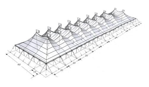 Chapiteau 60x200 avec côtés