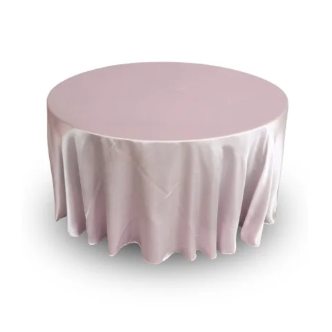 Nappe 120'' ronde satin rose pâle