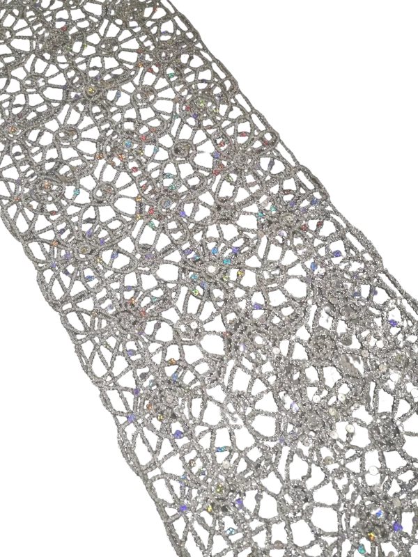 Silver embroidered sequin 8' table runner