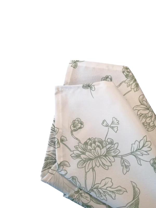 Green French toile napkin
