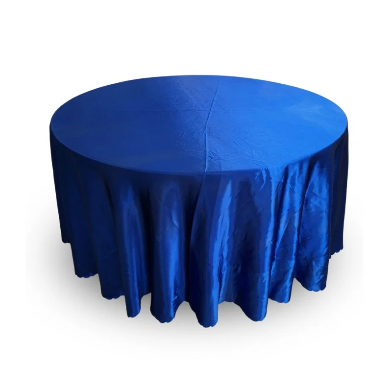 Nappe 120'' ronde satin bleu royal