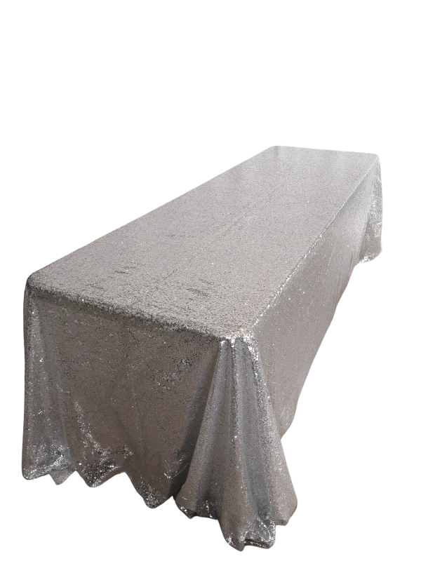 Nappe 90x156 paillette argent
