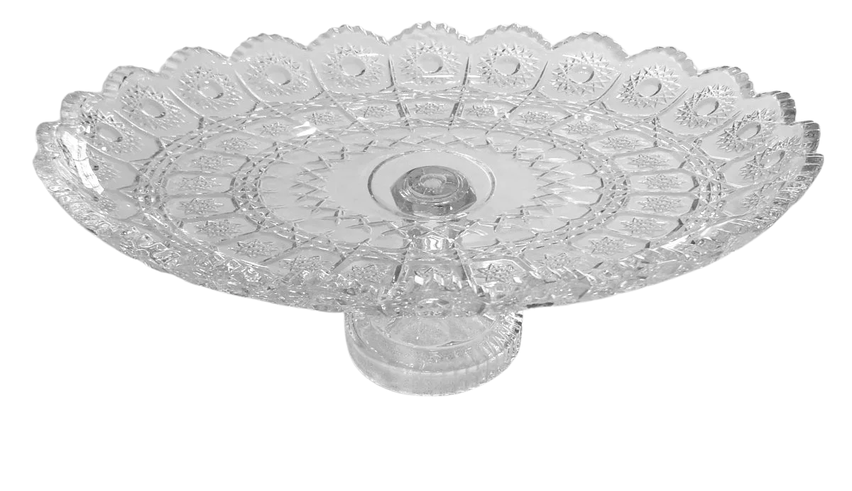 Présentoir à gâteau verre vintage ovale 9''x14''
