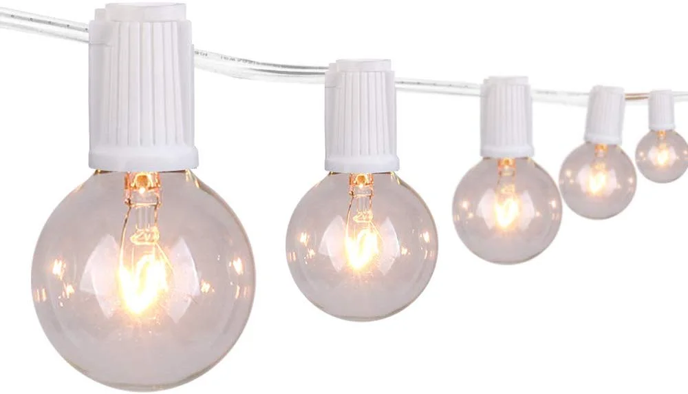 Lumière vintage avec fil blanc 50 pieds