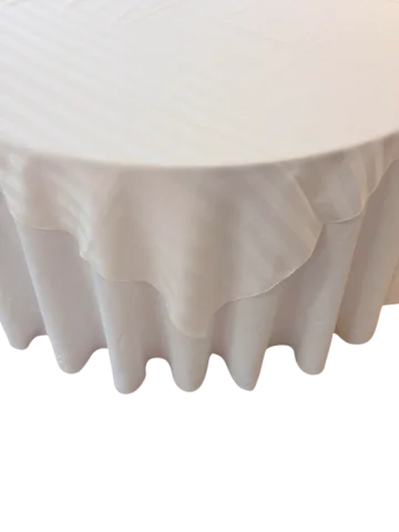 Nappe 68x68 blanche rosée avec rayures