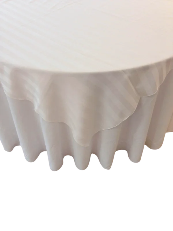 Blush white striped 68x68 tablecloth