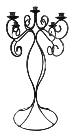Chandelier 5 brins en fer forgé noir de 25''