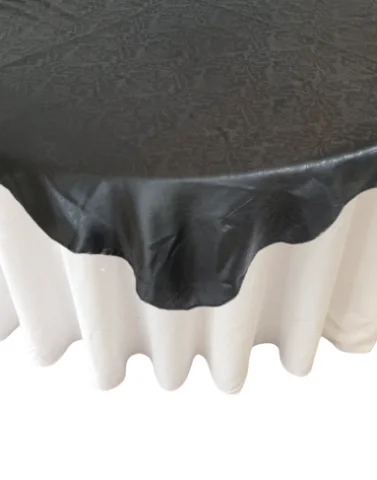 Sur-nappe 60x60 satin floral noire