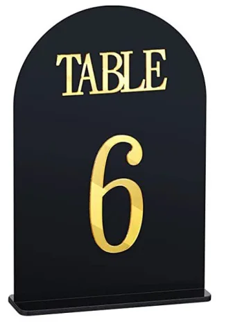 Numéro de table plexi noir et or 1-14