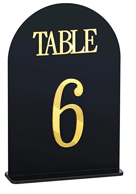 Numéro de table plexi noir et or 1-14