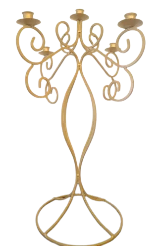 Gold wrought iron 25" 5-arm candelabra