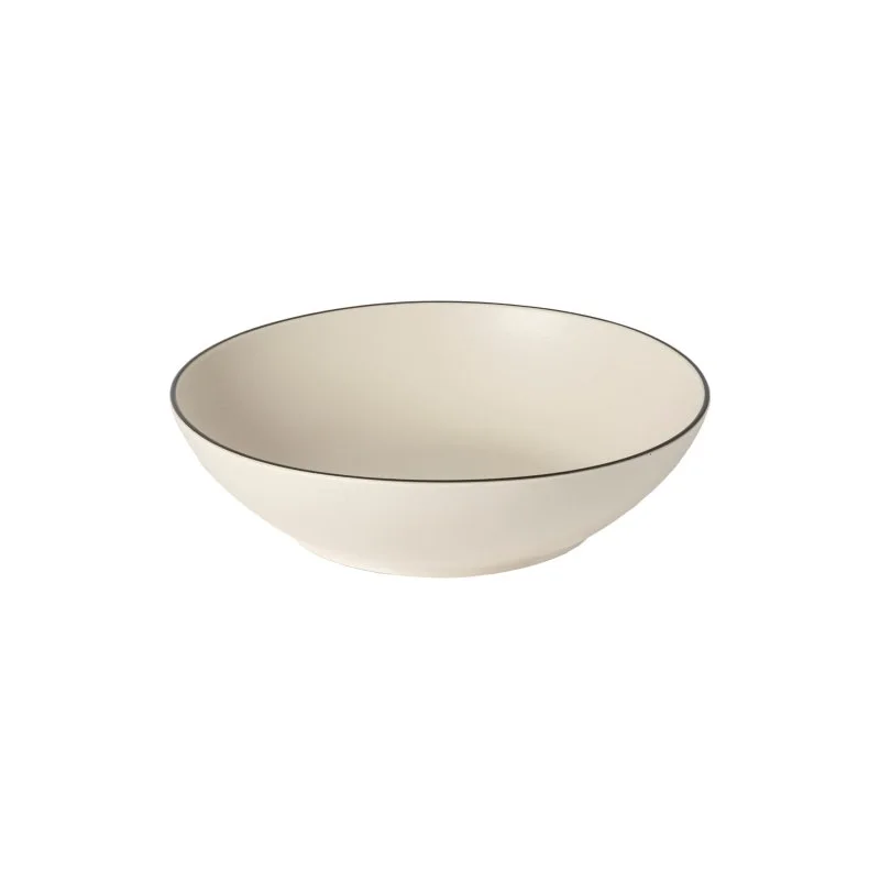 Cream Augusta bowl with black line 8"