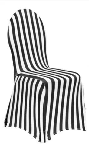 Couvre-chaise spandex rayures blanches et noires