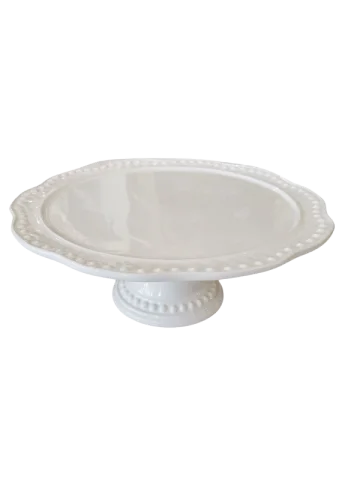 Présentoir à gateau blanc floral picot 12''