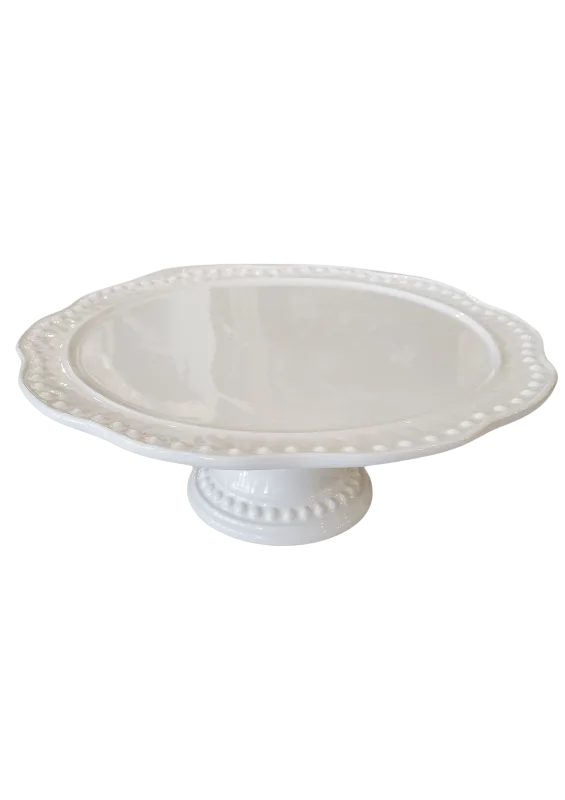 White floral hobnail cake stand 12"