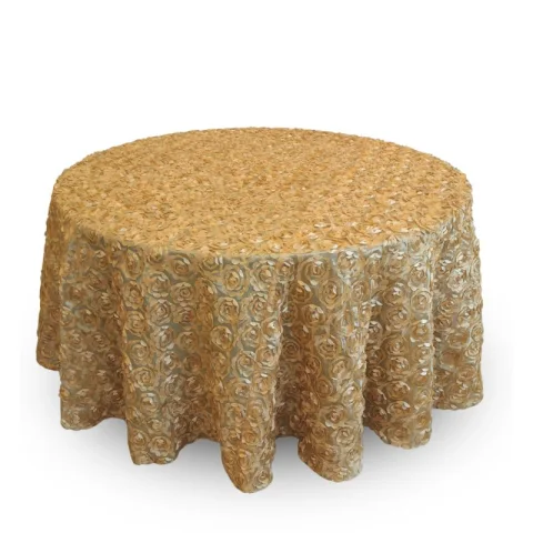 Nappe 120'' ronde rosette doré