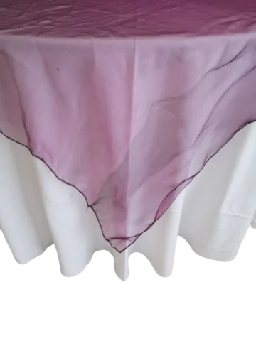 Sur-nappe 72x72 organza mauve