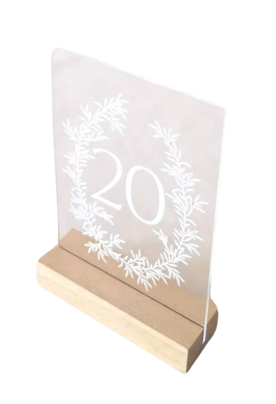 White foliage acrylic table number