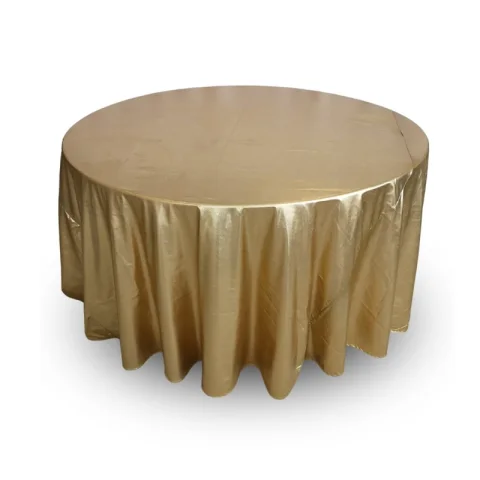 Nappe 132'' ronde cuirette doré