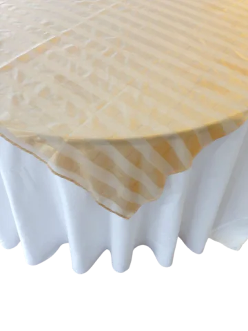 Sur-nappe organza doré avec rayures