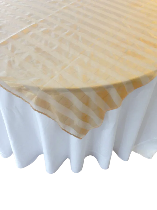 Striped gold organza table overlay