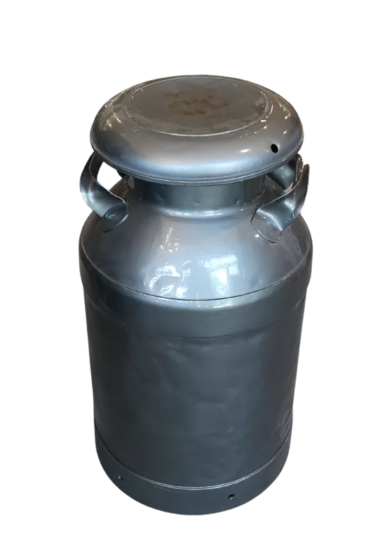 Glossy grey milk can