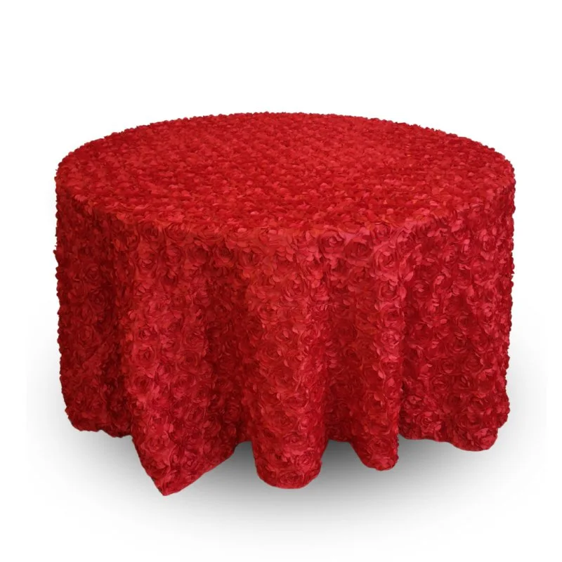 Red rosette 132" round tablecloth