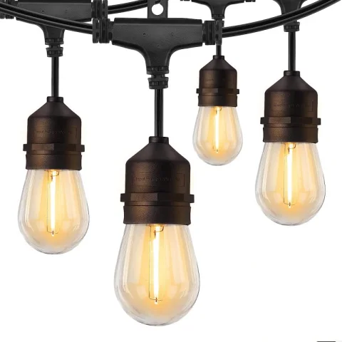 Lumière vintage avec fil noir 25 pieds