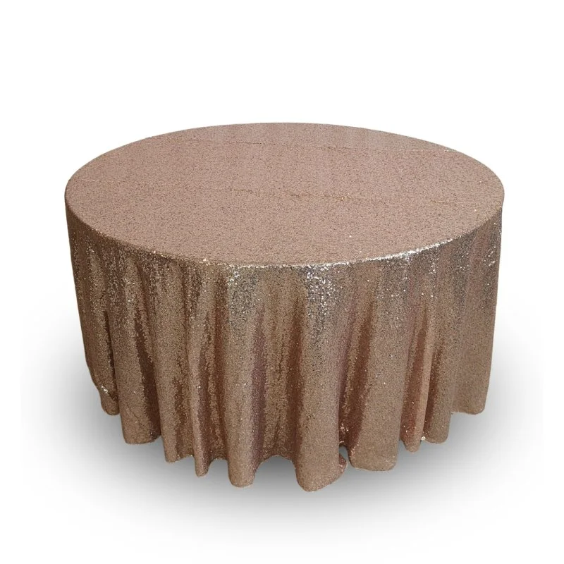 Nappe 120'' ronde paillette blush