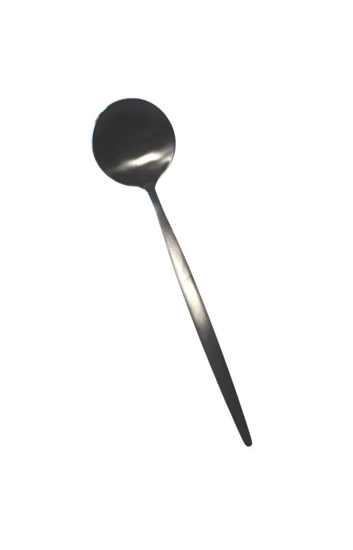 Dark charcoal soup spoon