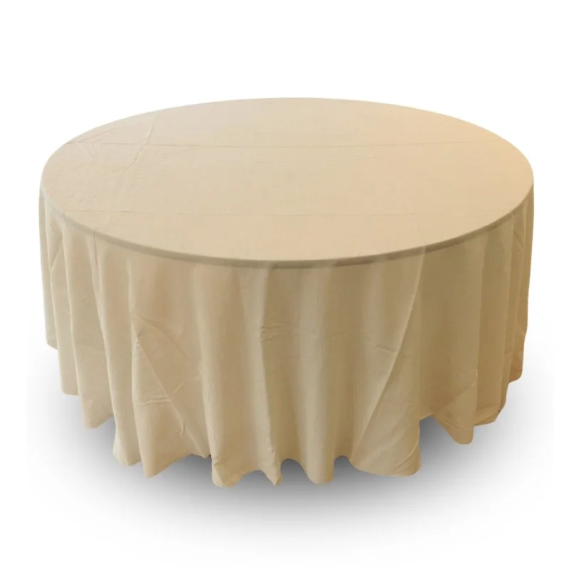 Nappe 114'' ronde ivoire froissée