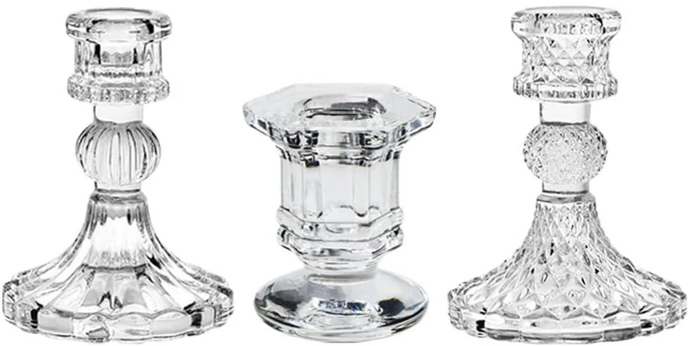 Trio de bougeoirs cristal Boho