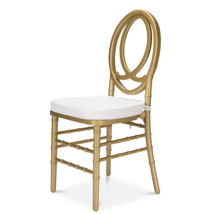 Chaise Phoénix doré avec coussin blanc